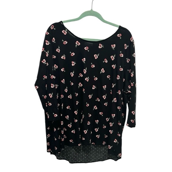 J.Jill black floral polka dot 3/4 sleeve tunic top size 2X - Picture 3 of 10